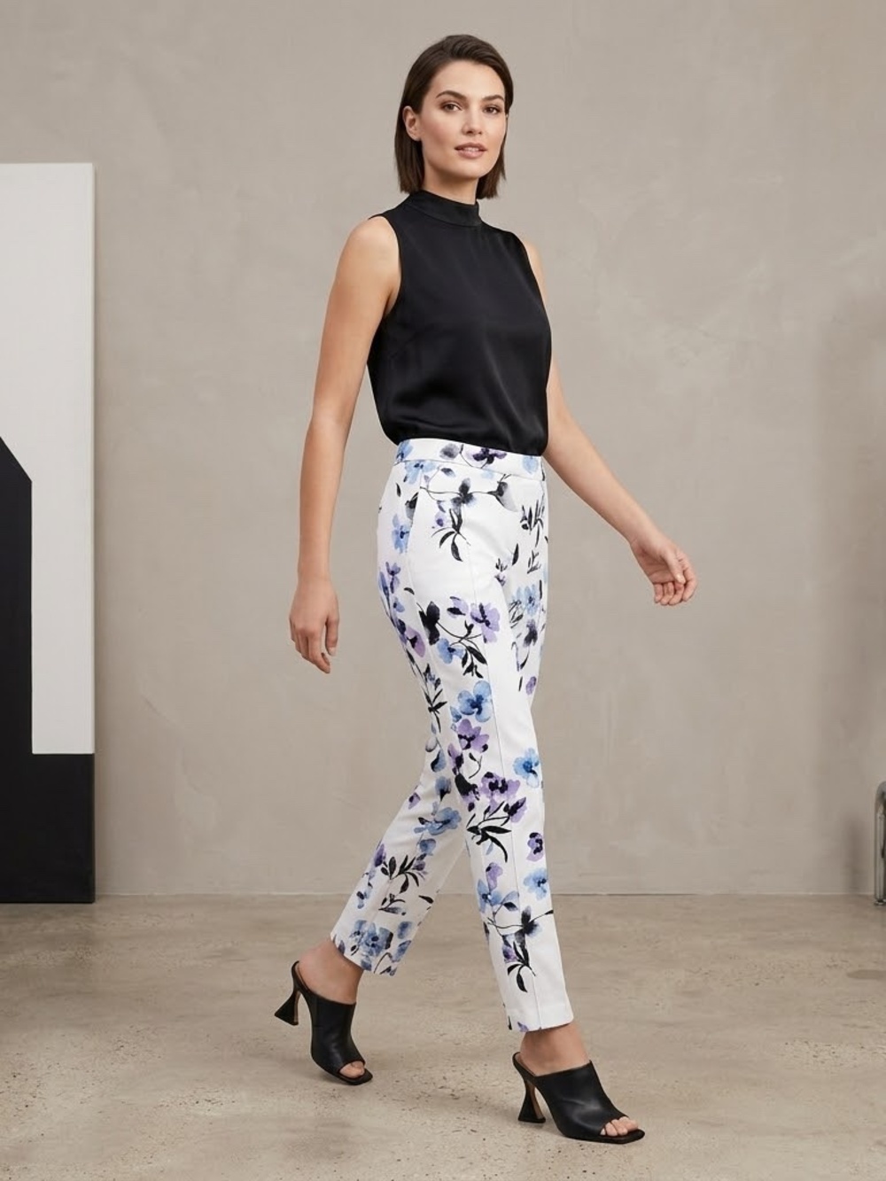 Calvin Klein Watercolor Floral Dress Pants Ankle Trousers Size 4